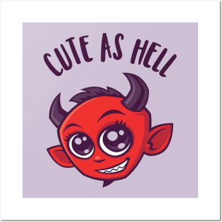 Cute as Hell Devil with Dark Text Posters and Art